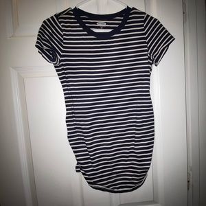 Maternity navy white stripe shirt